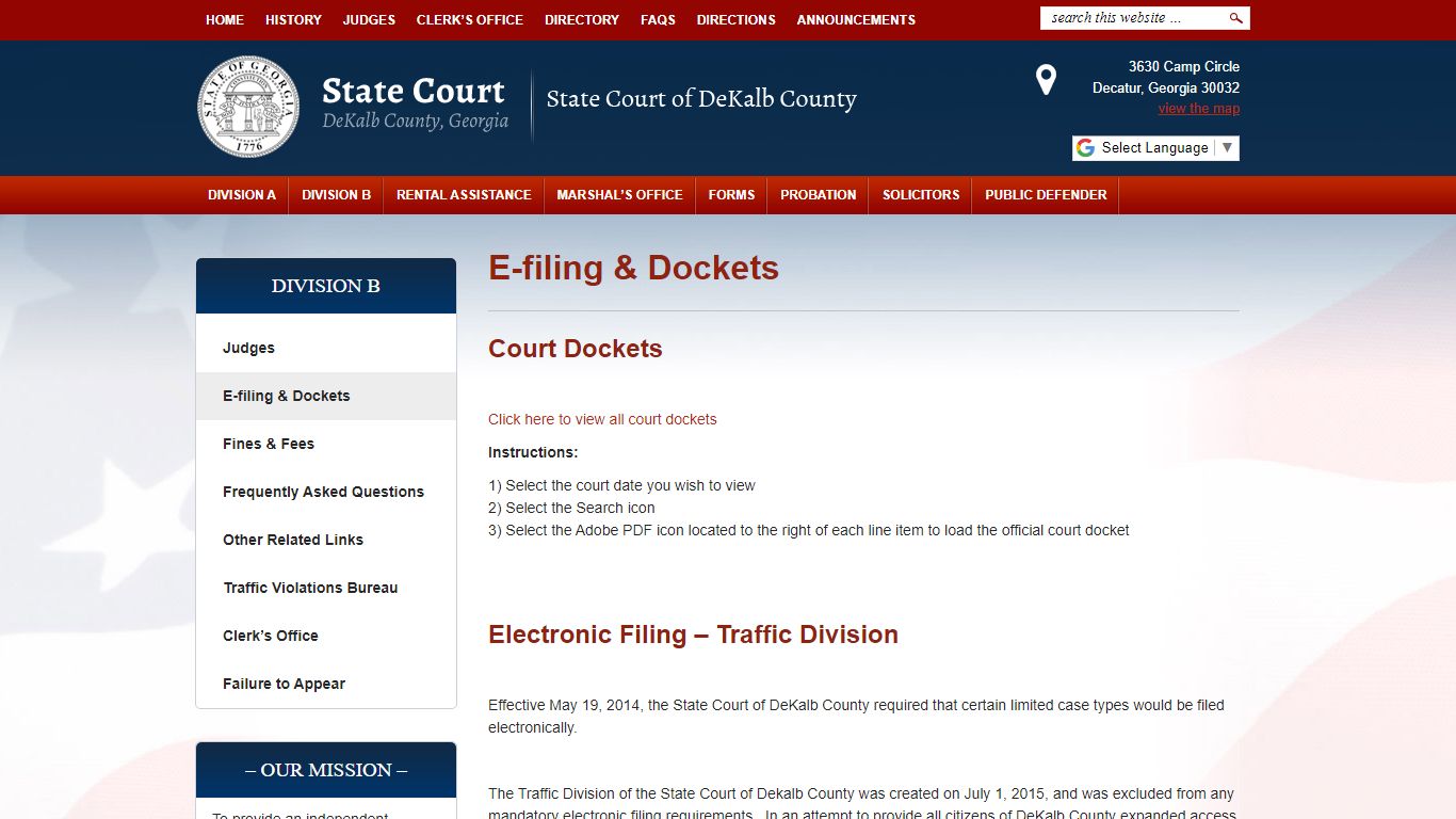 E-filing & Dockets - DeKalb County Georgia State Court