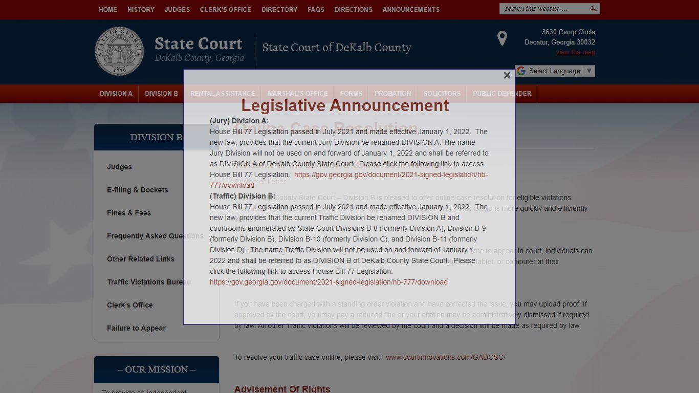 Online Case Resolution - DeKalb County Georgia State Court